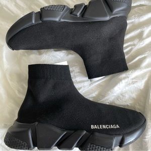 BALENCIAGA Black Knit Speed Trainers